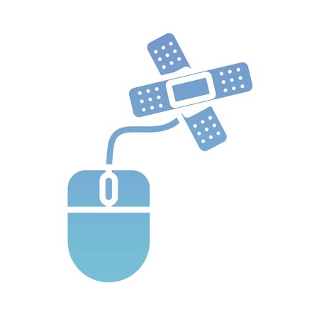 mouse with cure bands health online silhouette gradient style vector illustration designのイラスト素材