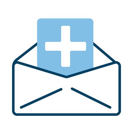envelope with medical cross symbol half line style vector illustration designのイラスト素材