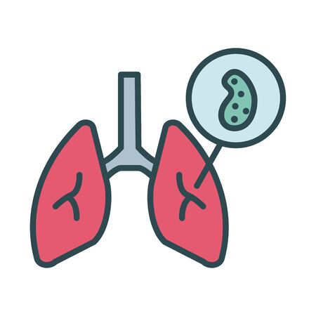 lungs with covid19 virus particle fill style vector illustration designのイラスト素材