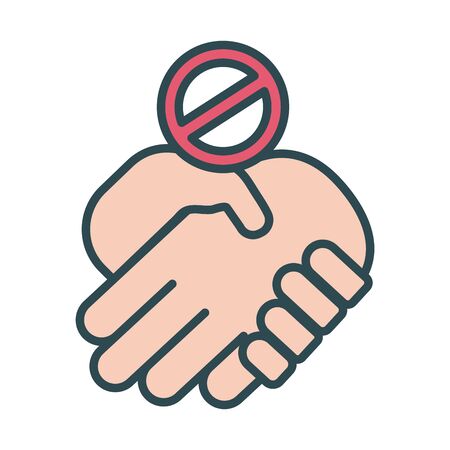 handshake denied signal fill style icon vector illustration designのイラスト素材
