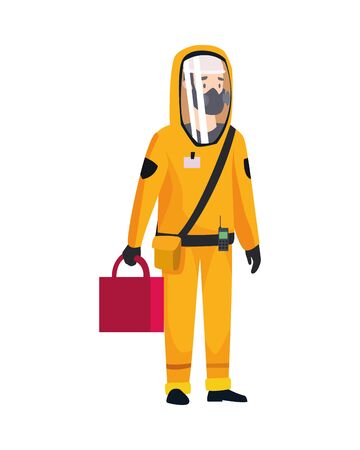 biohazard cleaning person with special suit character vector illustration designのイラスト素材