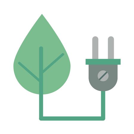 energy connector plug with leaf vector illustration designのイラスト素材