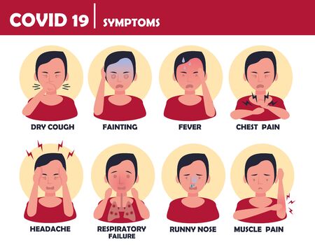 group of persons with covid19 symptoms vector illustration designのイラスト素材