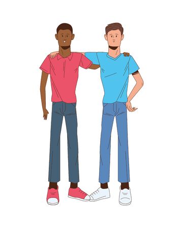interracial men avatars characters icons vector illustration designのイラスト素材