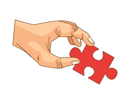 hand lifting puzzle game piece isolated icon vector illustration designのイラスト素材