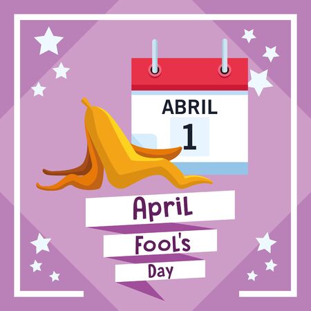 April fools day card with joke cartoo and stars vector illustration graphic designのイラスト素材