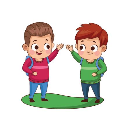 cute little boys avatars characters vector illustration designのイラスト素材