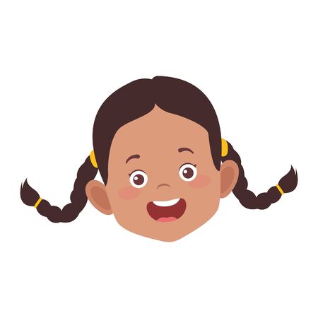 cartoon little girl with hair tails over white background, vector illustrationのイラスト素材
