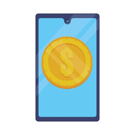 smartphone with coin money dollar vector illustration designのイラスト素材
