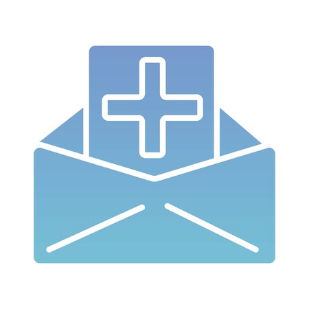 envelope with medical cross symbol silhouette gradient style vector illustration designのイラスト素材