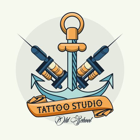 anchor tattoo studio image artistic vector illustration designのイラスト素材