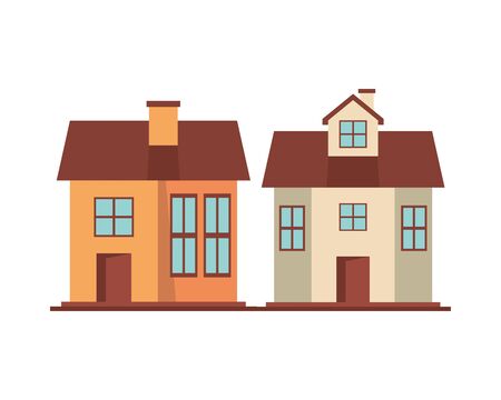 houses fronts facades isolated icons vector illustration designのイラスト素材