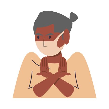 afro woman using face mask character vector illustration designのイラスト素材