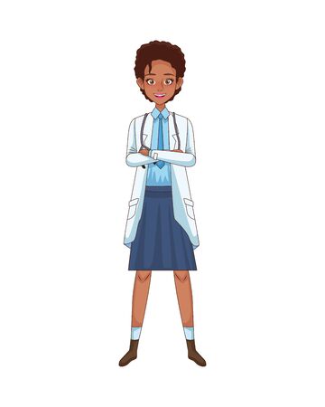 female doctor afro avatar character icon vector illustration designのイラスト素材