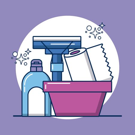 housekeeping tools and products icons vector illustration designのイラスト素材