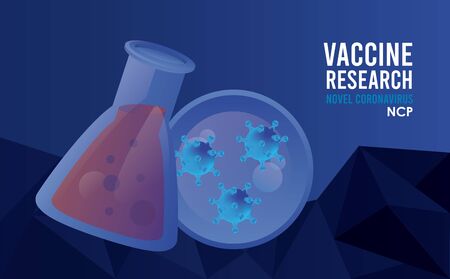covid19 vaccine search with particles and tube testのイラスト素材