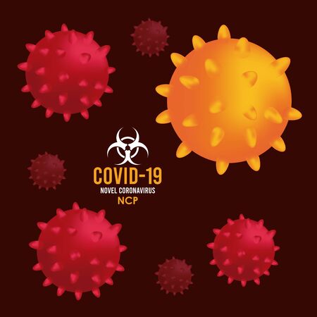 covid19 particles and lettering campaign pattern vector illustration designのイラスト素材