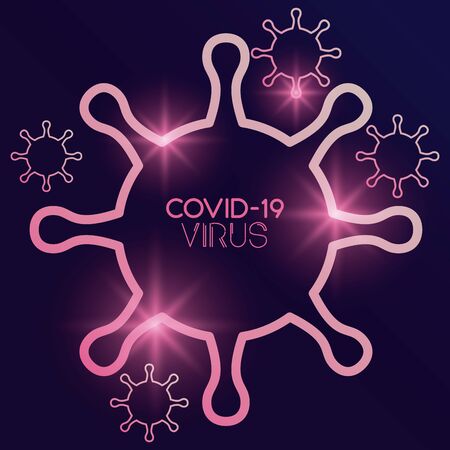 covid19 pandemic neon light icon vector illustration designのイラスト素材