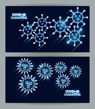 covid19 pandemic particles and lettering neon light vector illustration designのイラスト素材