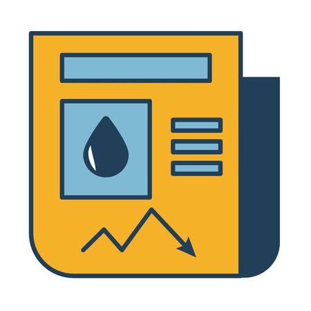 newspaper with statistics and oil drop fill style icon vector illustration designのイラスト素材