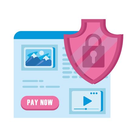 web page template with shield security vector illustration designのイラスト素材