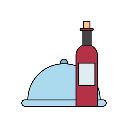 wine bottle drink with tray server vector illustration designのイラスト素材