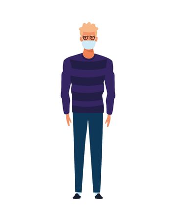 man using face mask for covid19 character vector illustration designのイラスト素材