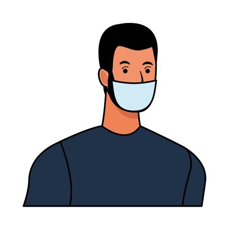 man using face mask for covid19 character vector illustration designのイラスト素材