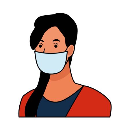woman using face mask for covid19 character vector illustration designのイラスト素材