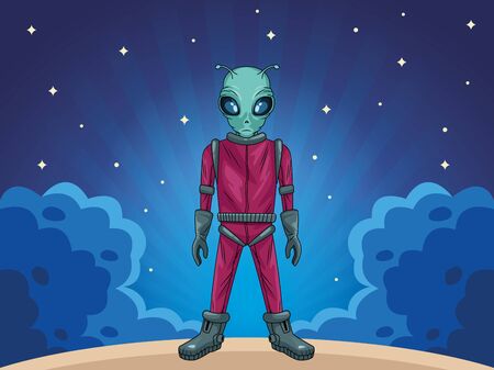alien in the space character vector illustration designのイラスト素材