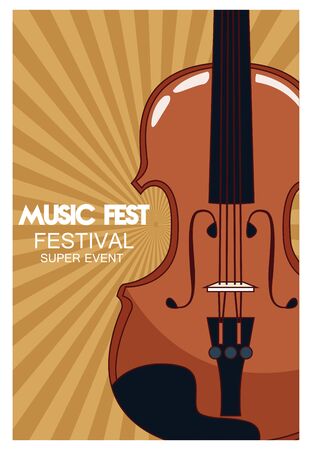 music fest poster with fiddle vector illustration designのイラスト素材