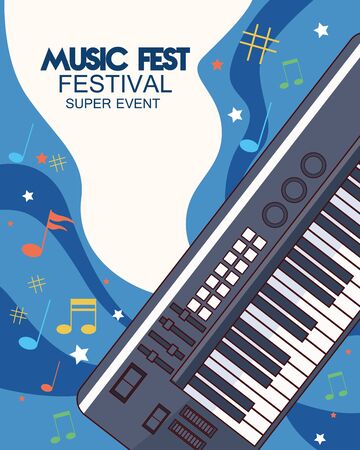 music fest poster with piano vector illustration designのイラスト素材