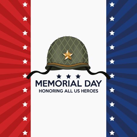 memorial day celebration poster with military helmet vector illustration designのイラスト素材