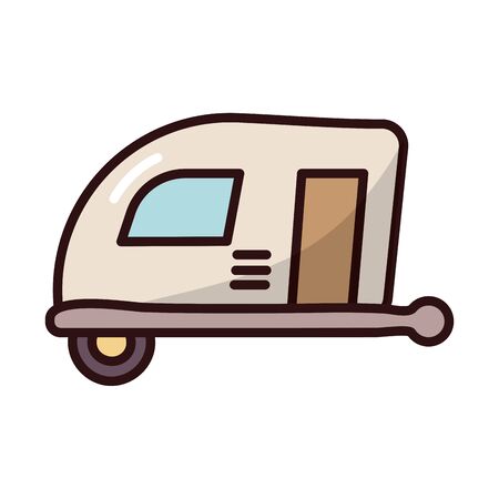 camper trailer fill style icon vector illustration designのイラスト素材