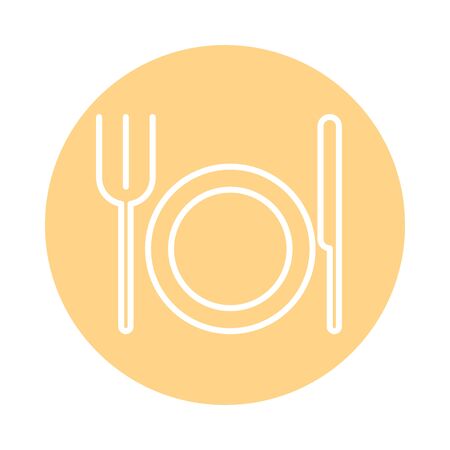 dish with cutleries line style vector illustration designのイラスト素材