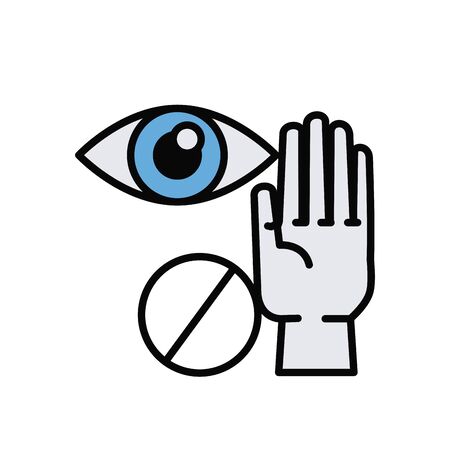 dont touch eyes line and fill style icon vector illustration designのイラスト素材