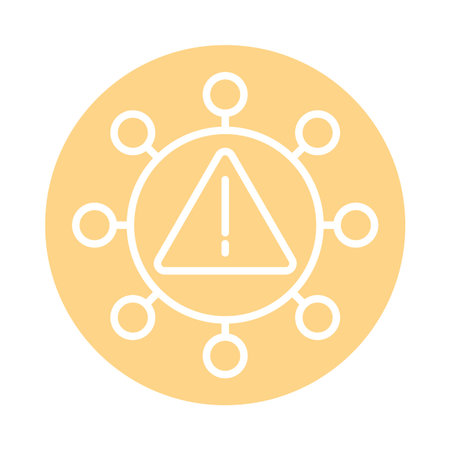 covid19 virus particle and alert signal line style vector illustration designのイラスト素材