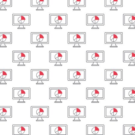 statistics pies infographics in desktops monitors pattern vector illustration designのイラスト素材