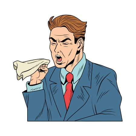 businessman coughing for covid19 symptom vector illustration designのイラスト素材