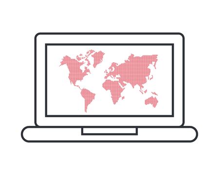laptop with world planet earth maps vector illustration designのイラスト素材