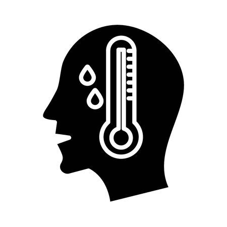 profile with thermometer silhouette style vector illustration designのイラスト素材