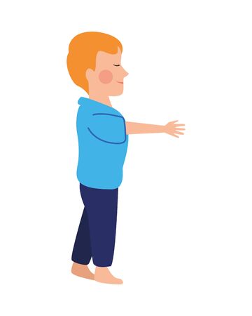 happy little boy character icon vector illustration designのイラスト素材