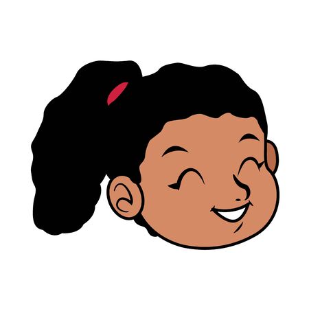 cute little afro girl head character vector illustration designのイラスト素材