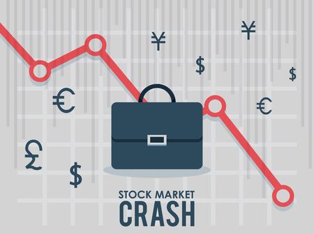 stock market crash with portfolio and infographic vector illustration designのイラスト素材