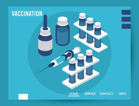 vaccination service with injection isometric icons vector illustration designのイラスト素材