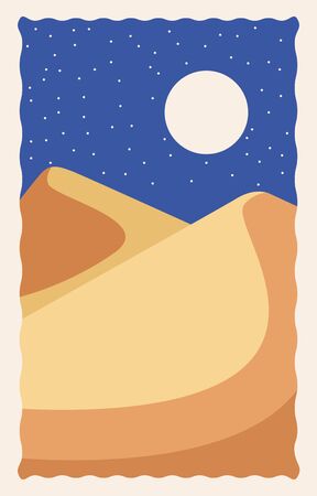 desert landscape flat scene with sand and sun vector illustration designのイラスト素材