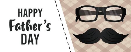 happy fathers day card with glasses and mustache vector illustration designのイラスト素材