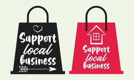 support local business poster with shopping bag vector illustration designのイラスト素材