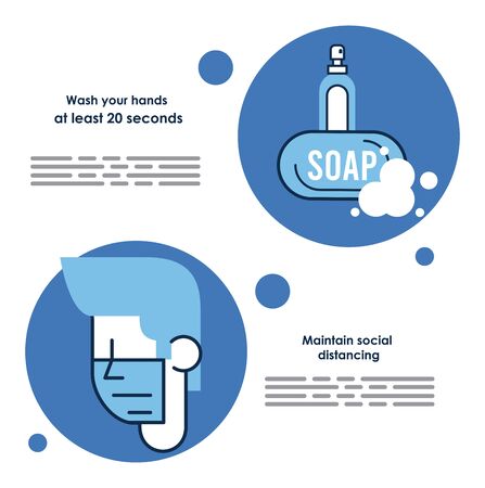 flyer with covid19 prevention recommendations vector illustration designのイラスト素材