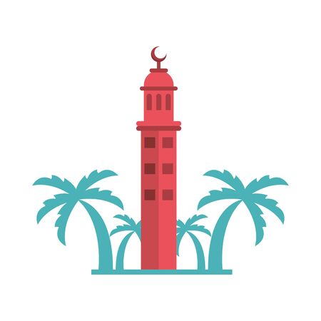 ramadan kareem mosque with trees palms vector illustration designのイラスト素材